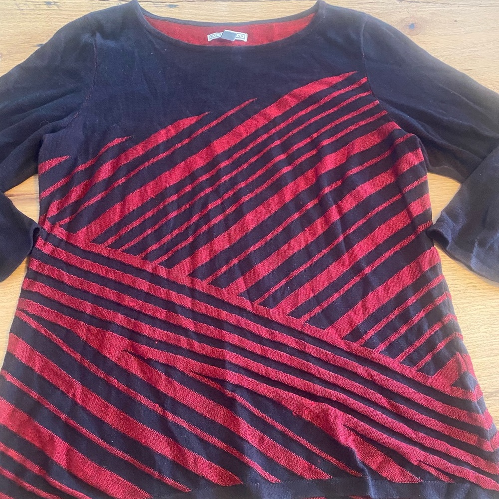 Dana Buchman Black and Red‎ Knit Top women’s medium Preloved